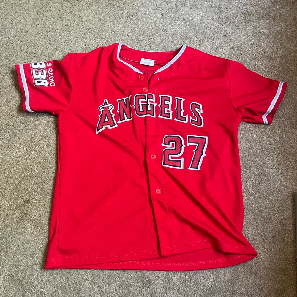 Kids Red Angels Baseball Jersey